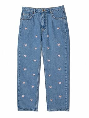Harper Heritage Heart Embroidered‎ Straight Leg Jeans Coquette Valentine Core 28
